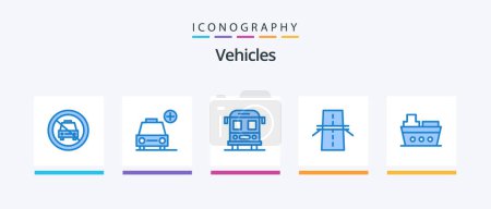 Illustration for Vehicles Blue 5 Icon Pack Including boat. grid. vehicles. creative. bridge. Creative Icons Design - Royalty Free Image