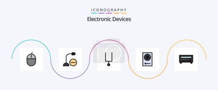 Illustration for Devices Line Filled Flat 5 Icon Pack Including mixer. dj. hardware. devices. tuning fork - Royalty Free Image