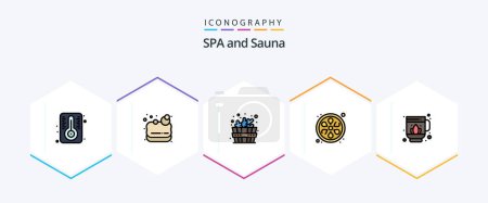 Illustration for Sauna 25 FilledLine icon pack including . . spa. lotus. jag - Royalty Free Image