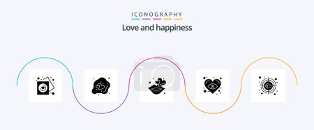 Téléchargez les illustrations : Love Glyph 5 Icon Pack Including heart. love. love. heart. romance - en licence libre de droit