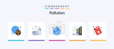 Illustration for Pollution Flat 5 Icon Pack Including . pollution. waste. gas. pollution. Creative Icons Design - Royalty Free Image