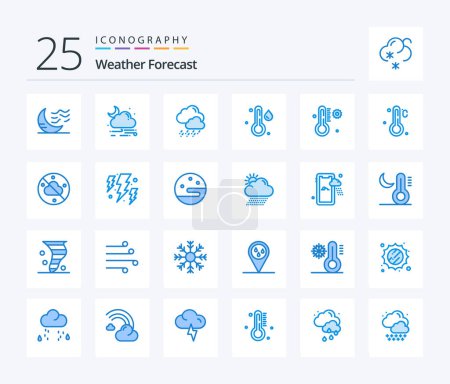 Téléchargez les illustrations : Weather 25 Blue Color icon pack including weather. temperature. weather. weather. rain - en licence libre de droit