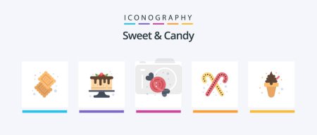 Téléchargez les illustrations : Sweet And Candy Flat 5 Icon Pack Including dessert. food. sweets. dessert. sweets. Creative Icons Design - en licence libre de droit