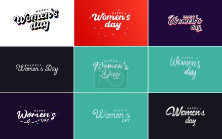 Téléchargez les photos : Set of Happy International Woman's Day signs and emblems vector design elements. signs. labels. and badges collection - en image libre de droit
