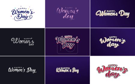 Ilustración de Set of Happy International Woman's Day signs. emblems. and vector design elements. including signs. labels. and badges collection suitable for use in a variety of designs - Imagen libre de derechos