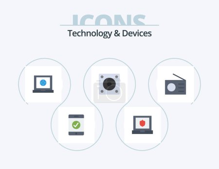 Téléchargez les illustrations : Devices Flat Icon Pack 5 Icon Design. . technology. devices. radio. devices - en licence libre de droit