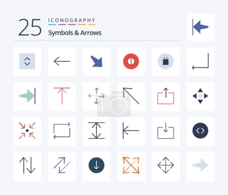 Ilustración de Symbols & Arrows 25 Flat Color icon pack including arrow. end. ancient. arrow. back - Imagen libre de derechos