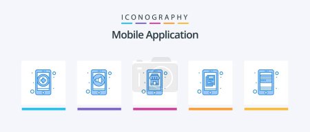 Illustration for Mobile Application Blue 5 Icon Pack Including card. online. buy. news. application. Creative Icons Design - Royalty Free Image