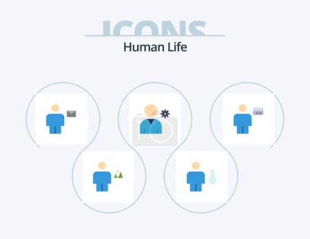 Ilustración de Human Flat Icon Pack 5 Icon Design. user. controls. human. letter. envelope - Imagen libre de derechos