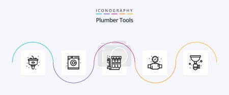 Illustration for Plumber Line 5 Icon Pack Including plumbing. pipe. filtration. plumbing. mechanical - Royalty Free Image