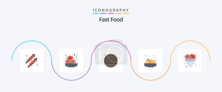 Téléchargez les illustrations : Fast Food Flat 5 Icon Pack Including . meal. food. food. eat - en licence libre de droit