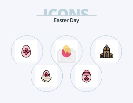Ilustración de Easter Line Filled Icon Pack 5 Icon Design. easter. candle. easter. cross. house - Imagen libre de derechos