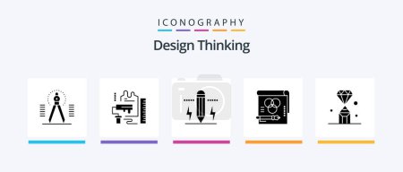 Téléchargez les illustrations : Design Thinking Glyph 5 Icon Pack Including rgb. color. brush. light. edit. Creative Icons Design - en licence libre de droit