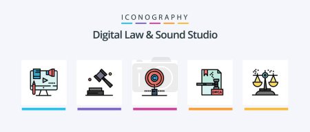 Illustration for Digital Law And Sound Studio Line Filled 5 Icon Pack Including property. find. patent. copyright. law. Creative Icons Design - Royalty Free Image