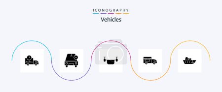 Ilustración de Vehicles Glyph 5 Icon Pack Including boat. shop on wheels. vehicles. ice cream. transportation - Imagen libre de derechos