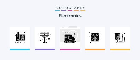 Illustration for Electronics Glyph 5 Icon Pack Including . meter. packet. electronics. fan. Creative Icons Design - Royalty Free Image