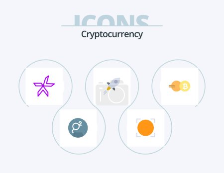 Ilustración de Cryptocurrency Flat Icon Pack 5 Icon Design. coin. line. lykke. crypto currency. lumens - Imagen libre de derechos