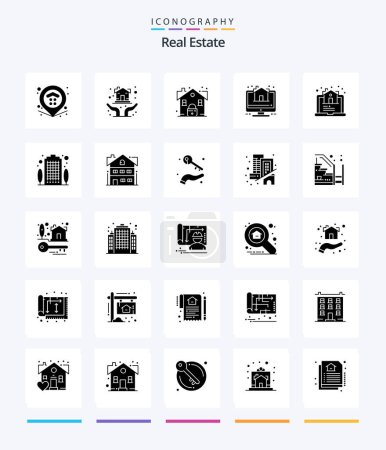 Ilustración de Creative Real Estate 25 Glyph Solid Black icon pack  Such As house. real estate. estate. property. house - Imagen libre de derechos