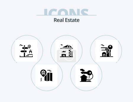 Illustration for Real Estate Glyph Icon Pack 5 Icon Design. real . key. home. board - Royalty Free Image