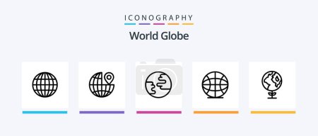 Ilustración de Globe Line 5 Icon Pack Including globe. setting. internet. gear. globe. Creative Icons Design - Imagen libre de derechos
