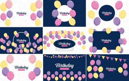 Illustration for Happy Birthday in a sleek. modern font with a gradient color scheme and a confetti effect - Royalty Free Image