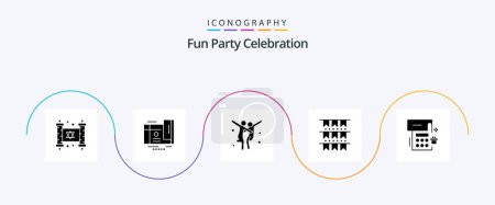 Ilustración de Party Glyph 5 Icon Pack Including date. party. celebration. decoration. american - Imagen libre de derechos