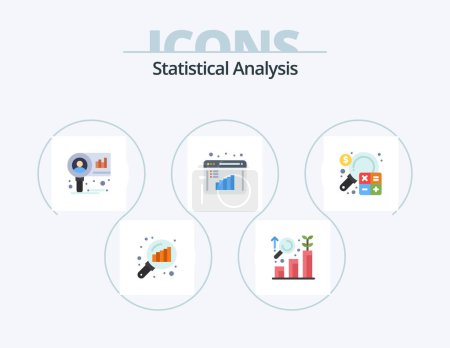 Illustration for Statistical Analysis Flat Icon Pack 5 Icon Design. analysis. data evaluation. chart. data computation. business report - Royalty Free Image