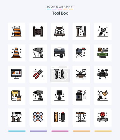 Illustration for Creative Tools 25 Line FIlled icon pack  Such As wrench. construction. construction. tools. construction - Royalty Free Image