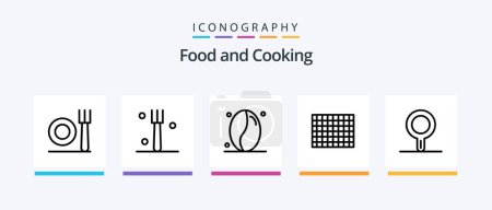 Téléchargez les illustrations : Food Line 5 Icon Pack Including . pan. lollipop. kitchen. pan. Creative Icons Design - en licence libre de droit