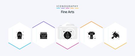 Illustration for Fine Arts 25 Glyph icon pack including arts. greek. art. column. pencil - Royalty Free Image