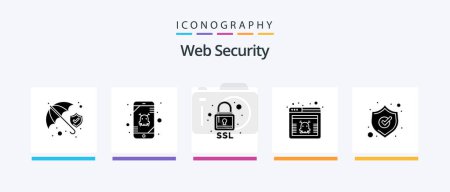 Illustration for Web Security Glyph 5 Icon Pack Including security. hazard. lock. web. page. Creative Icons Design - Royalty Free Image