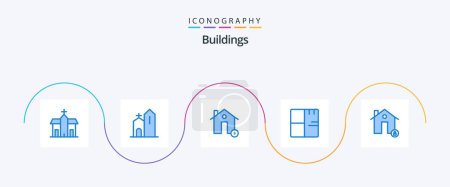 Téléchargez les illustrations : Buildings Blue 5 Icon Pack Including house. buildings. estate. plant. buildings - en licence libre de droit