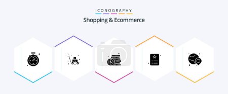 Illustration for Shopping and Ecommerce 25 Glyph icon pack including identity. id card. coin. id. payment - Royalty Free Image