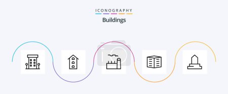 Ilustración de Buildings Line 5 Icon Pack Including islamic building. building. industrial plant. office blocks. city building - Imagen libre de derechos
