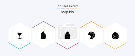 Téléchargez les photos : Map Pin 25 Glyph icon pack including . . security. open. message - en image libre de droit