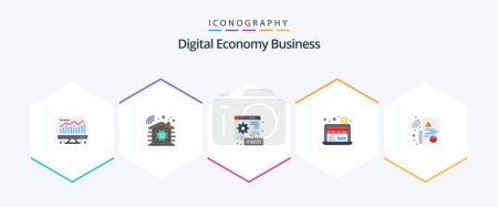 Illustration for Digital Economy Business 25 Flat icon pack including . file. keyboard. graph. dollar business - Royalty Free Image