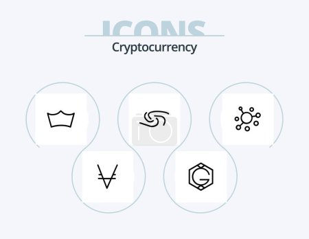 Illustration for Cryptocurrency Line Icon Pack 5 Icon Design. coin. crypto currency. earth coin. crypto. decent - Royalty Free Image