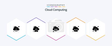 Illustration for Cloud Computing 25 Glyph icon pack including data. message. cloud. recieved. cloud - Royalty Free Image