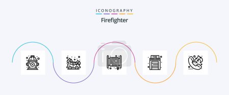 Téléchargez les illustrations : Firefighter Line 5 Icon Pack Including hotline. fire. fire. emergency. house - en licence libre de droit