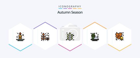 Téléchargez les illustrations : Autumn 25 FilledLine icon pack including autumn. condiment. tree. coffee. plant - en licence libre de droit