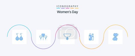 Illustration for Womens Day Blue 5 Icon Pack Including . typography. gift. eight. bottle - Royalty Free Image