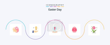 Illustration for Easter Flat 5 Icon Pack Including flower. holiday. easter. egg. pin - Royalty Free Image