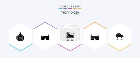 Ilustración de Technology 25 Glyph icon pack including car. glasses. shoes. digital. computer - Imagen libre de derechos