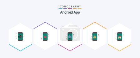Ilustración de Android App 25 Flat icon pack including smart. app. app download. message. interaction - Imagen libre de derechos