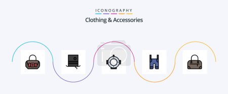Illustration for Clothing and Accessories Line Filled Flat 5 Icon Pack Including . bag. helm. straps. clothes - Royalty Free Image
