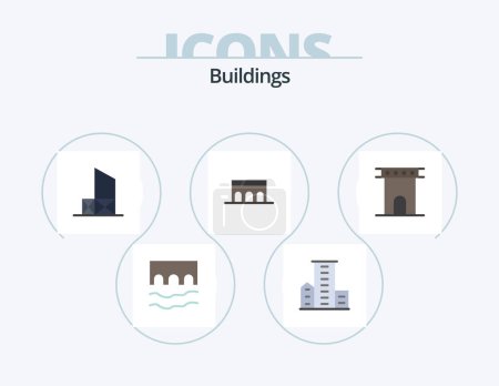Illustration for Buildings Flat Icon Pack 5 Icon Design. columns. arch. housing. security. lifeguard - Royalty Free Image