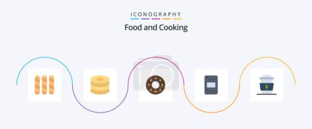 Illustration for Food Flat 5 Icon Pack Including food. drink. donuts. cup. pack - Royalty Free Image