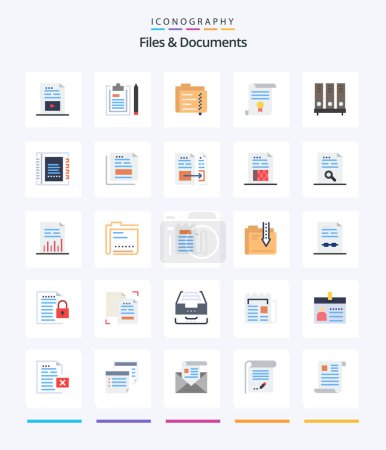 Illustration for Creative Files And Documents 25 Flat icon pack  Such As diploma. certificate. notepad. folder. document - Royalty Free Image