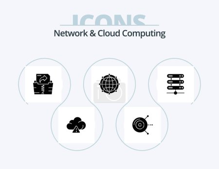 Ilustración de Network And Cloud Computing Glyph Icon Pack 5 Icon Design. network. computing. file. technology. internet - Imagen libre de derechos