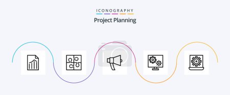 Téléchargez les illustrations : Project Planing Line 5 Icon Pack Including preference. configure. solution. speaker. loud - en licence libre de droit